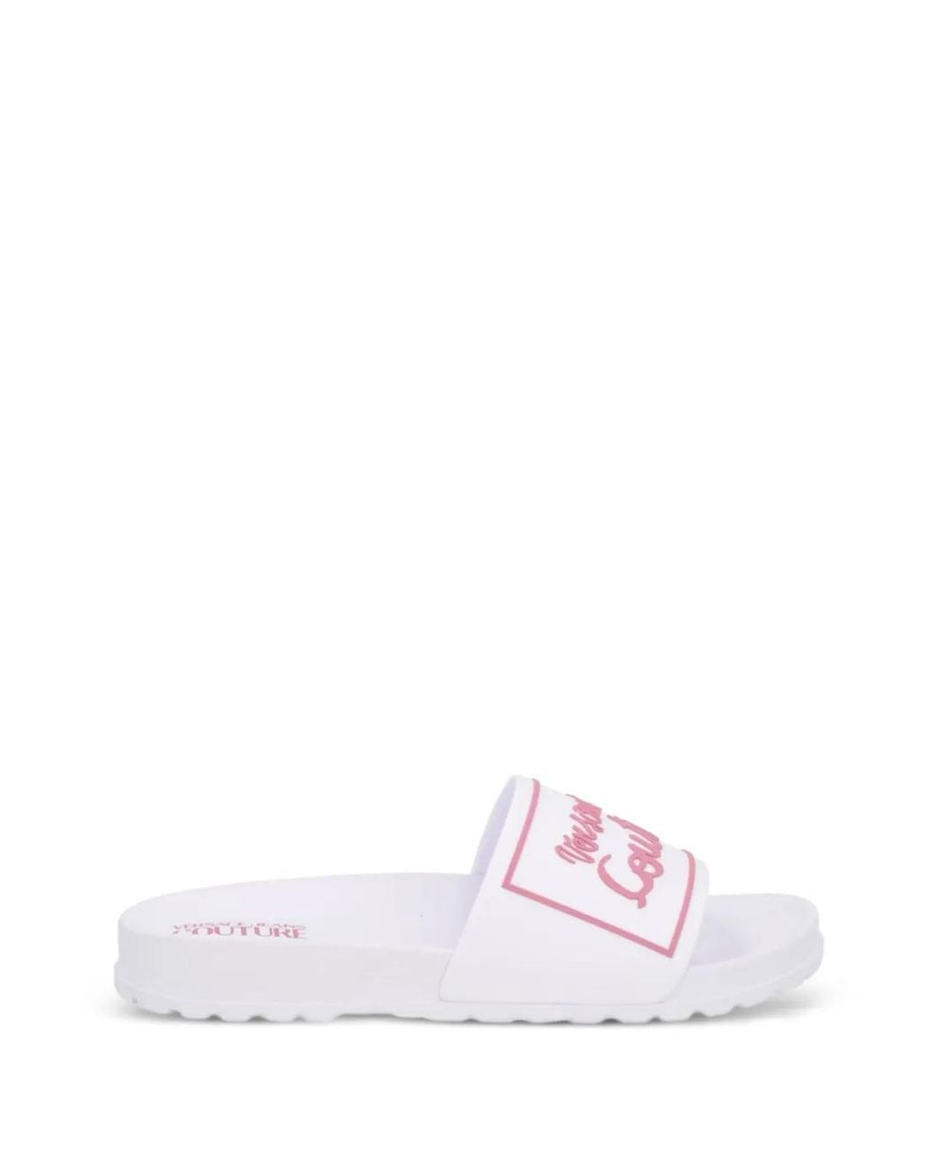 Versace Jeans Couture White Shelly Logo-Detail Sandals
