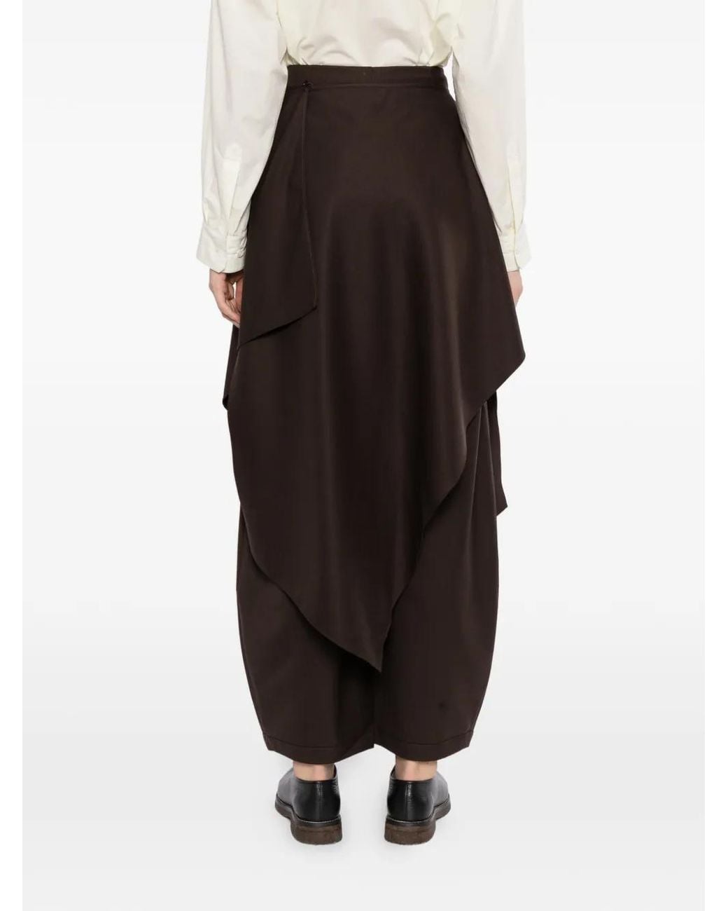 YEAREAST Brown Layered Draped Trousers
