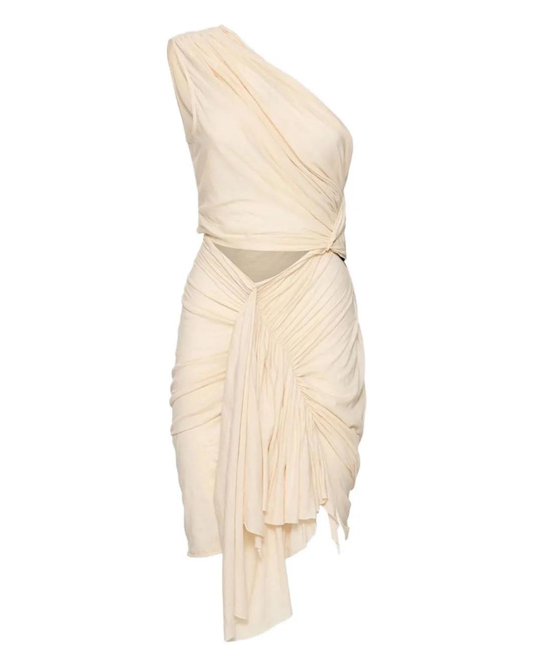 Rick Owens Natural Fog Asymmetric Draped Dress