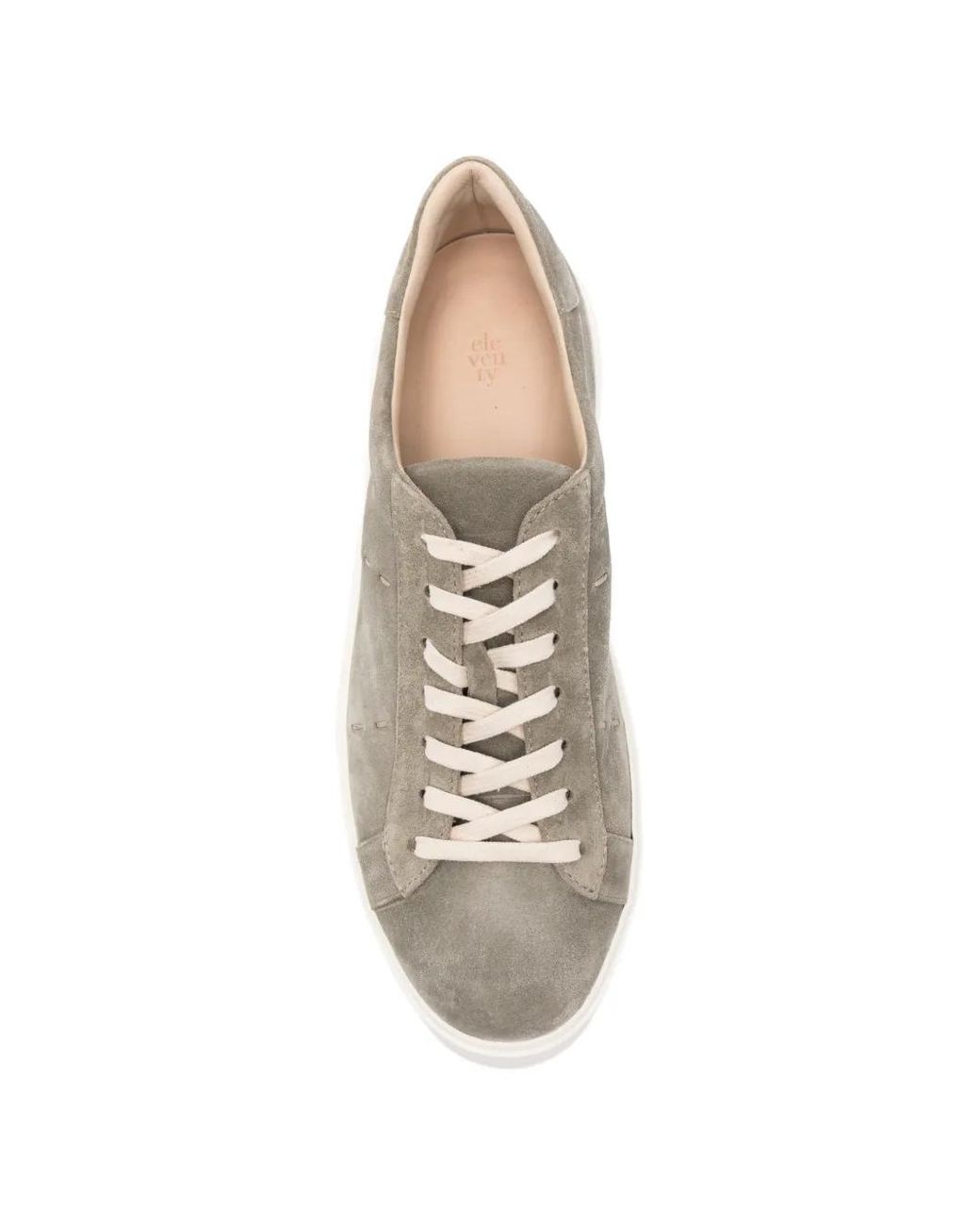 Eleventy White Contrast-Stitch Suede Sneakers for men