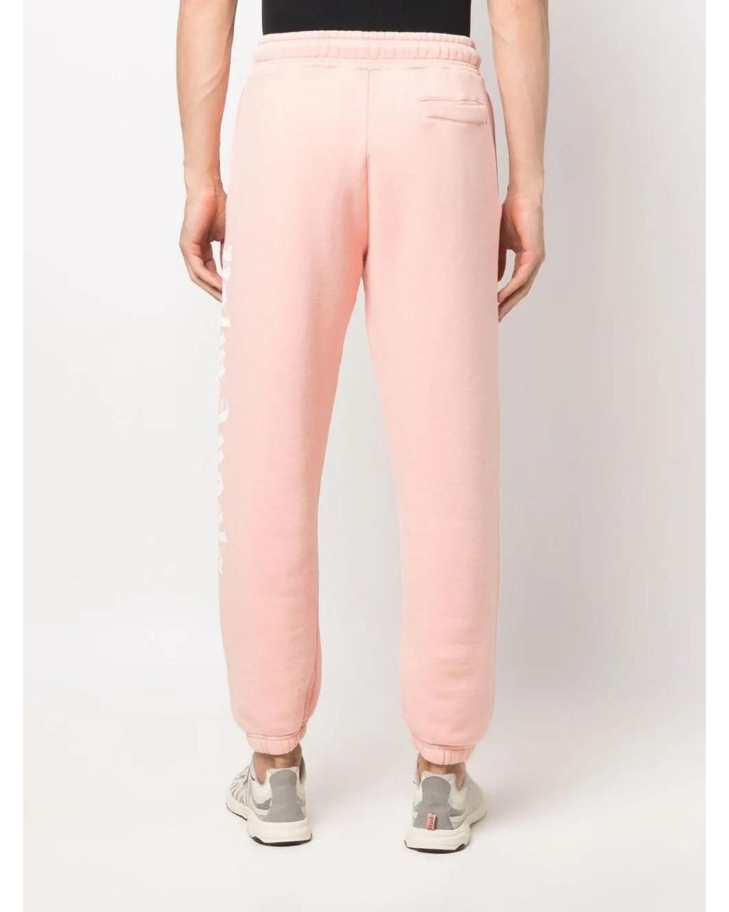 Palm Angels Pink Logo-Print Track Pants for men