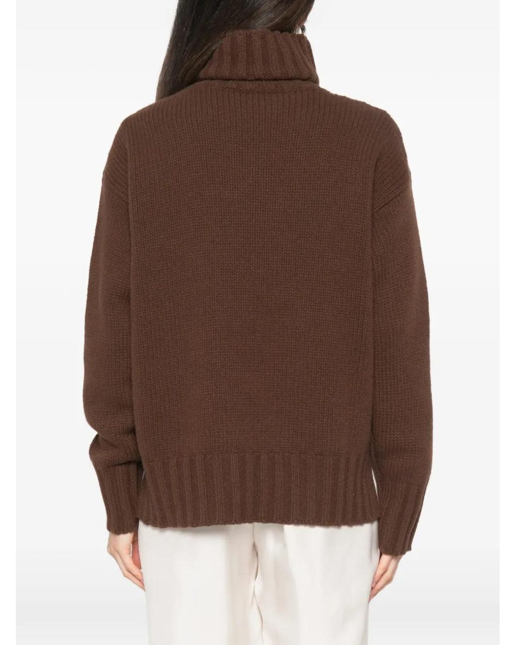 Jucca Brown Ribbed-Knit Roll-Neck Sweater