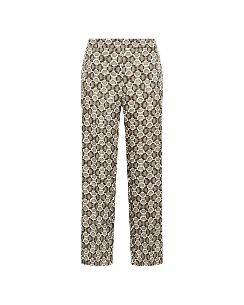 Maliparmi Gray Orbit-Print Straight-Leg Trousers