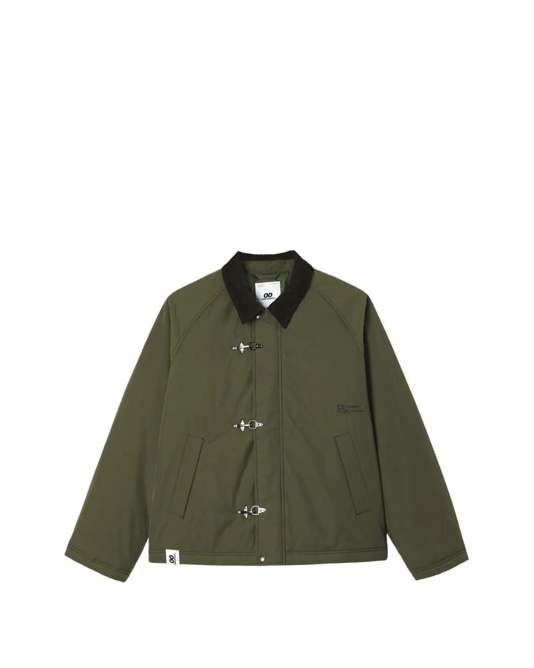 Chocoolate Green Toggle-Fastening Corduroy-Collar Jacket for men