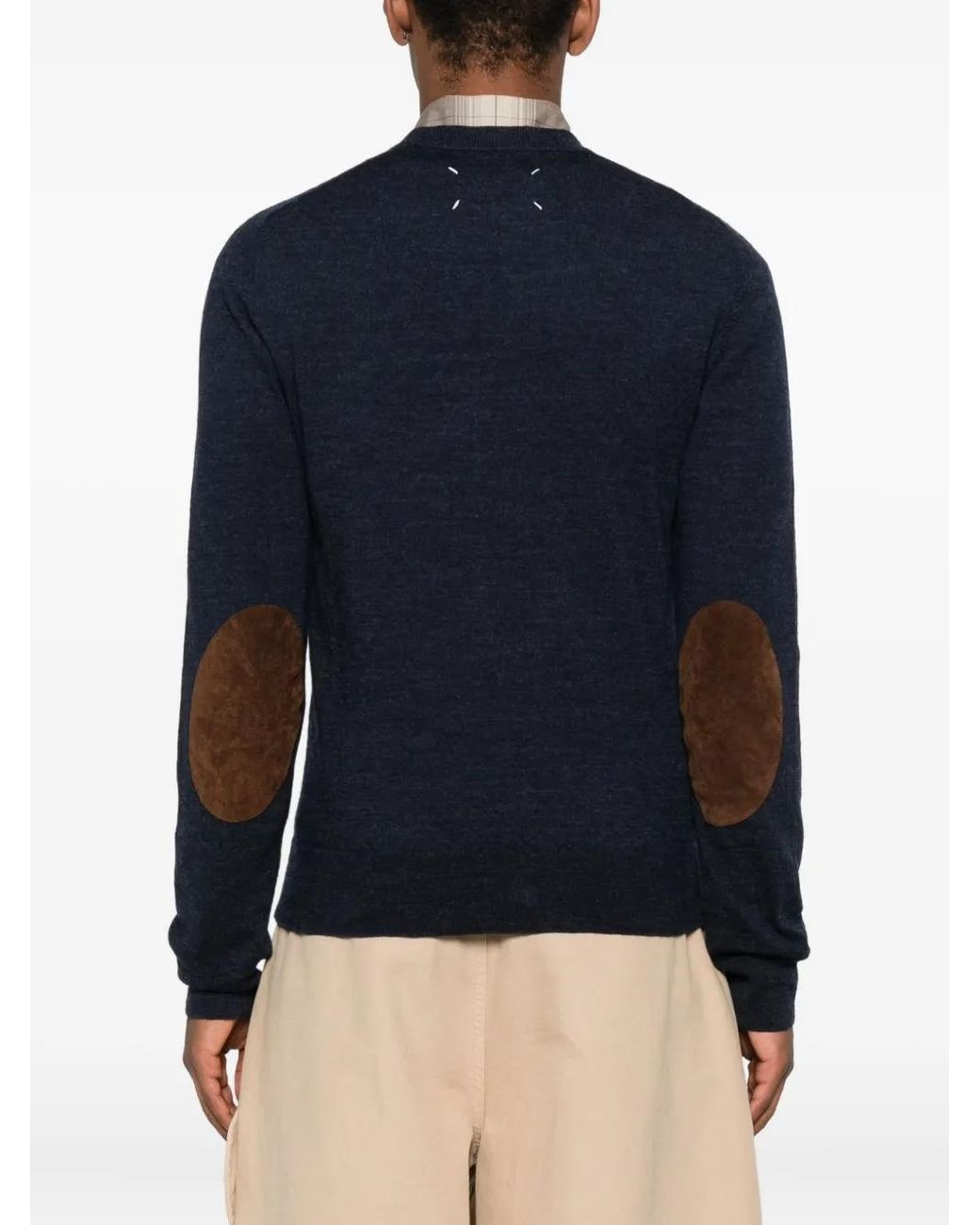 Maison Margiela Black Elbow-Patch Wool Sweater for men