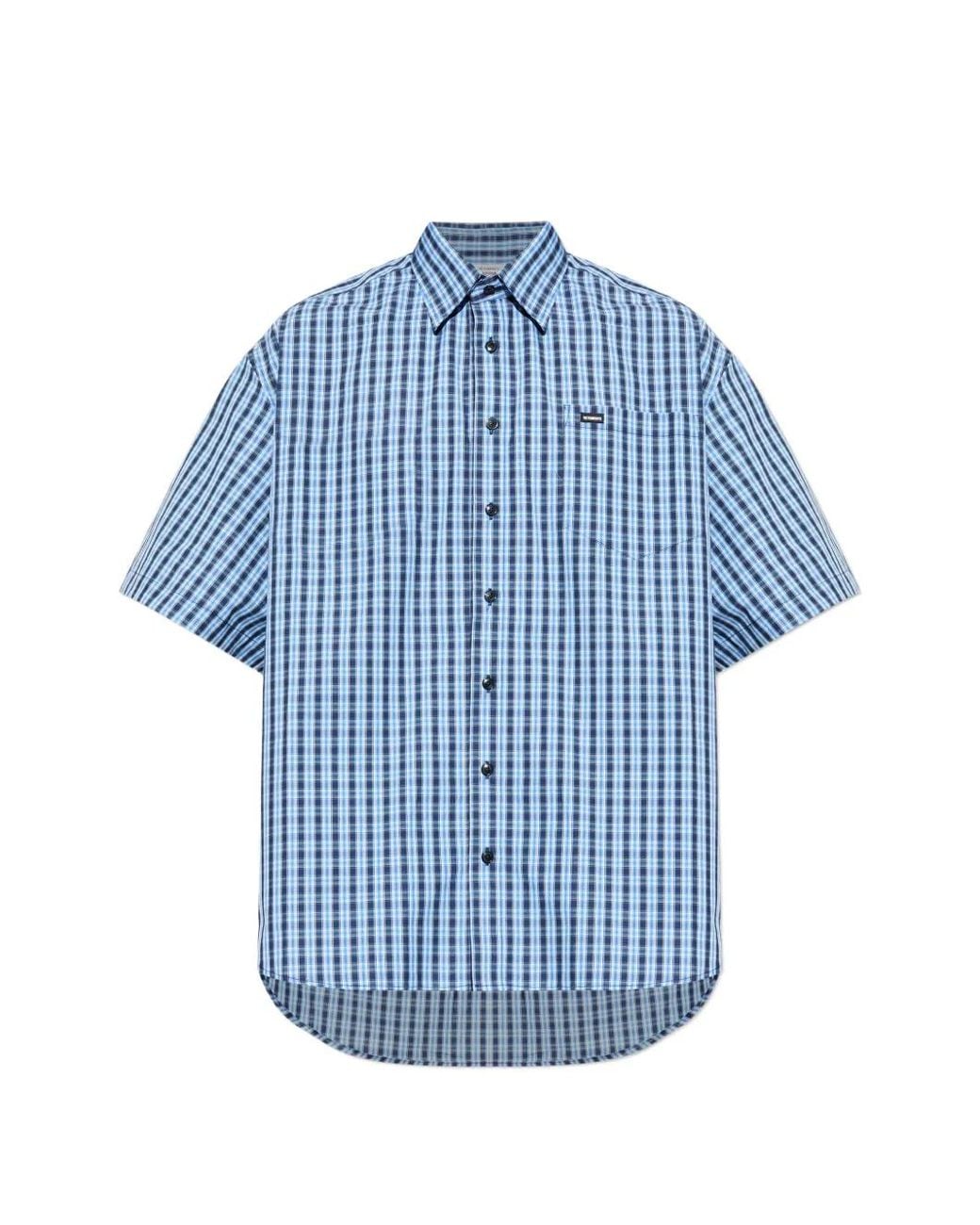 Vetements Blue Check Pocket Shirt for men