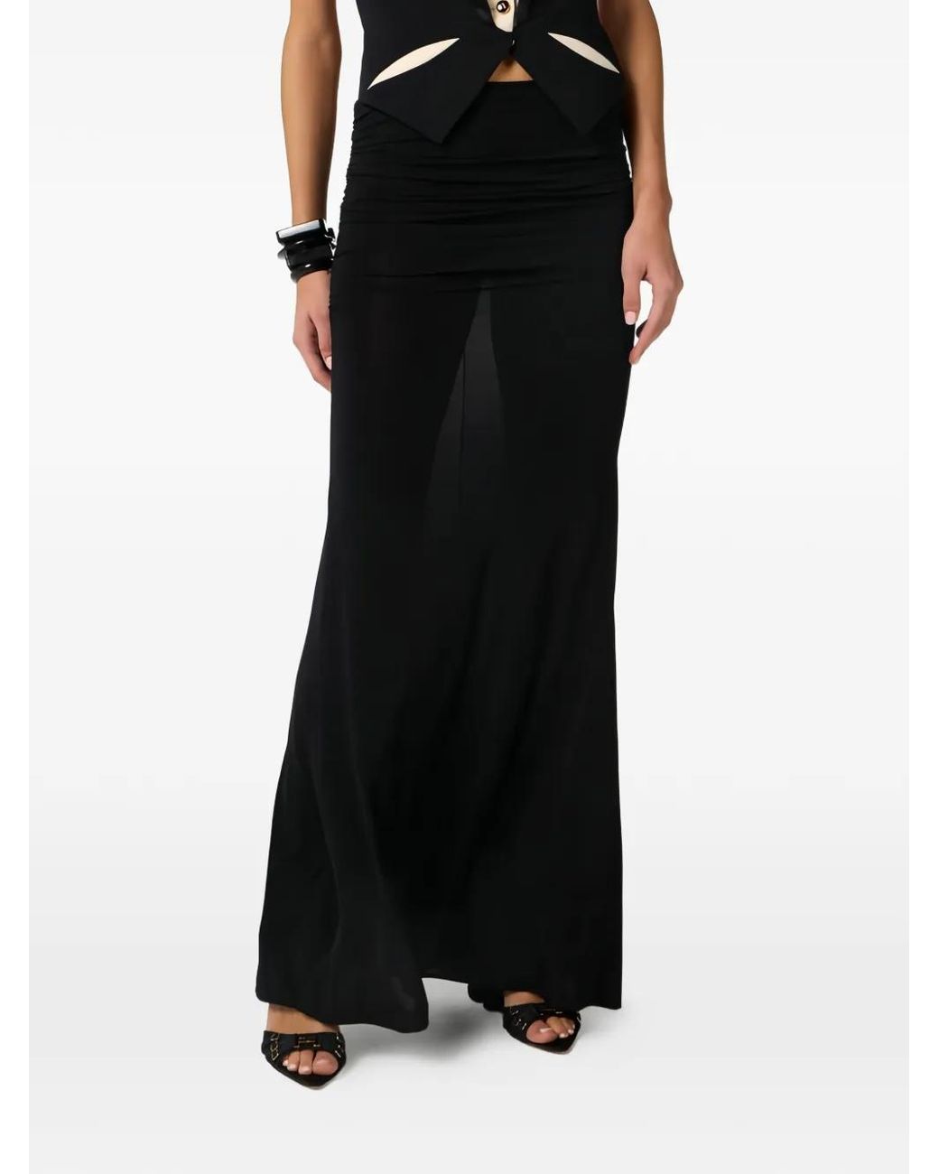 Elisabetta Franchi Black Crêpe Jersey Skirt With Draping