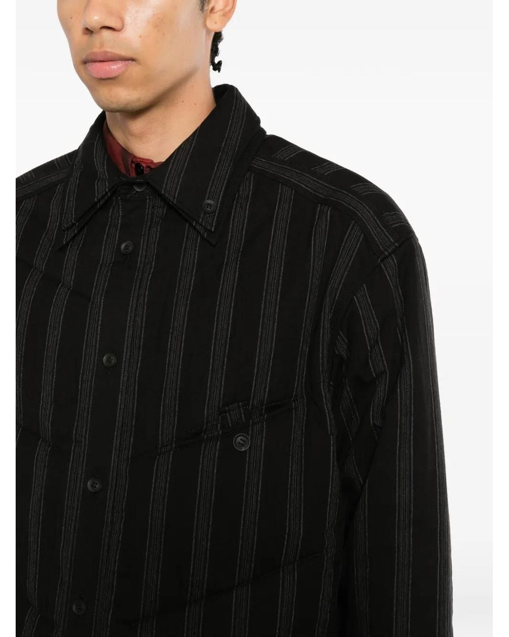 Yohji Yamamoto Black Diagonal Padded Shirt for men