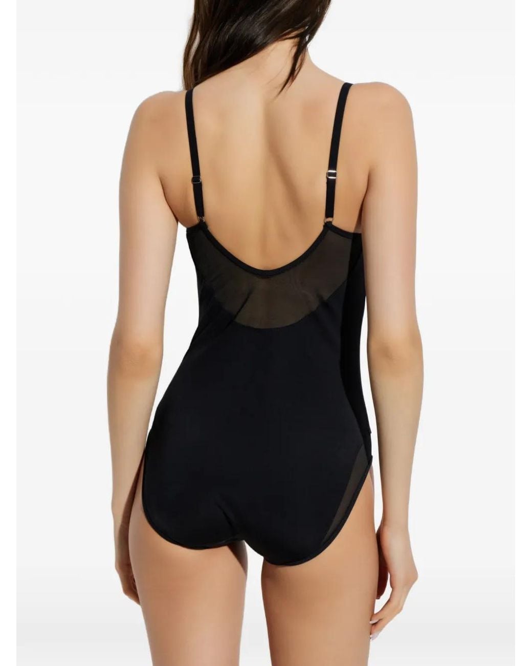 Heist Black Sheer-Panelled Bodysuit