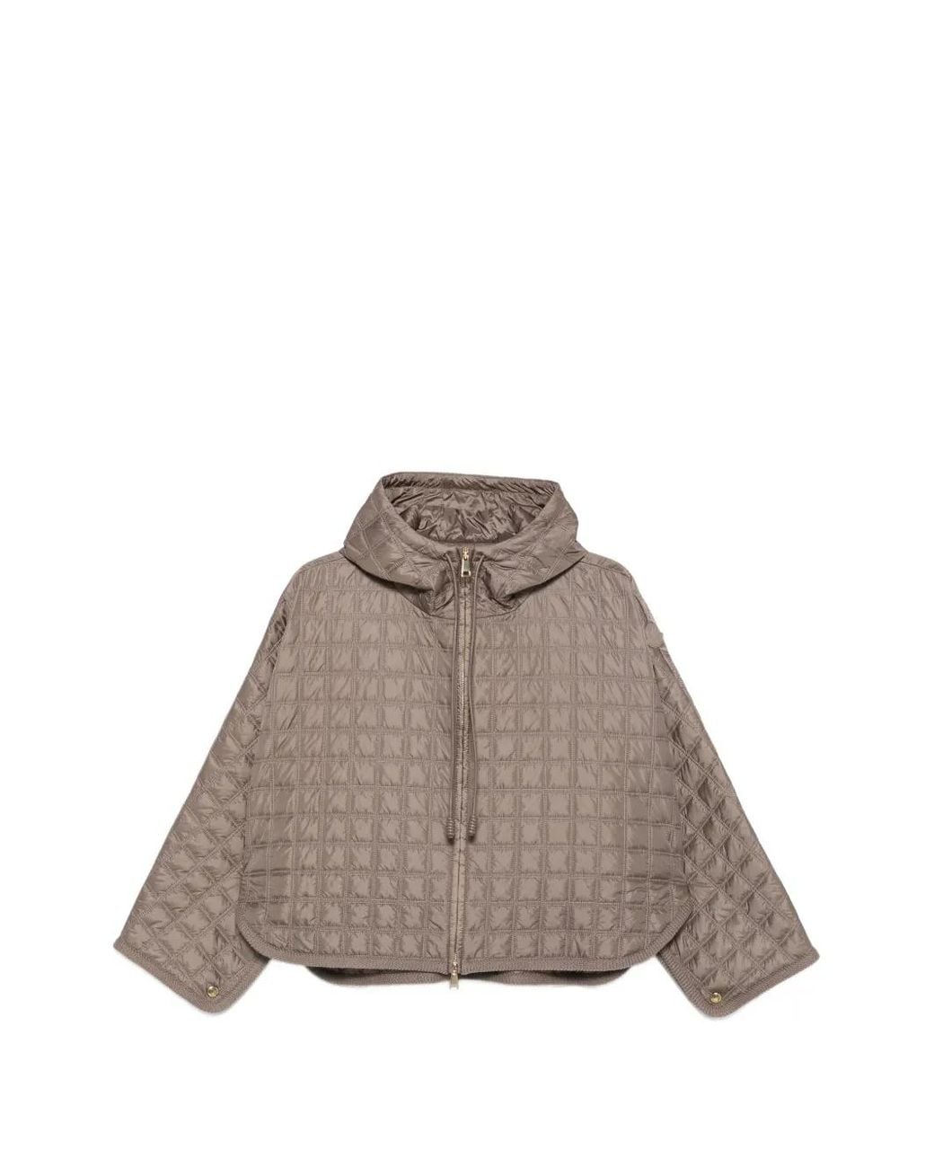 Moncler Brown Hooded Square-Quilted Padded Cape