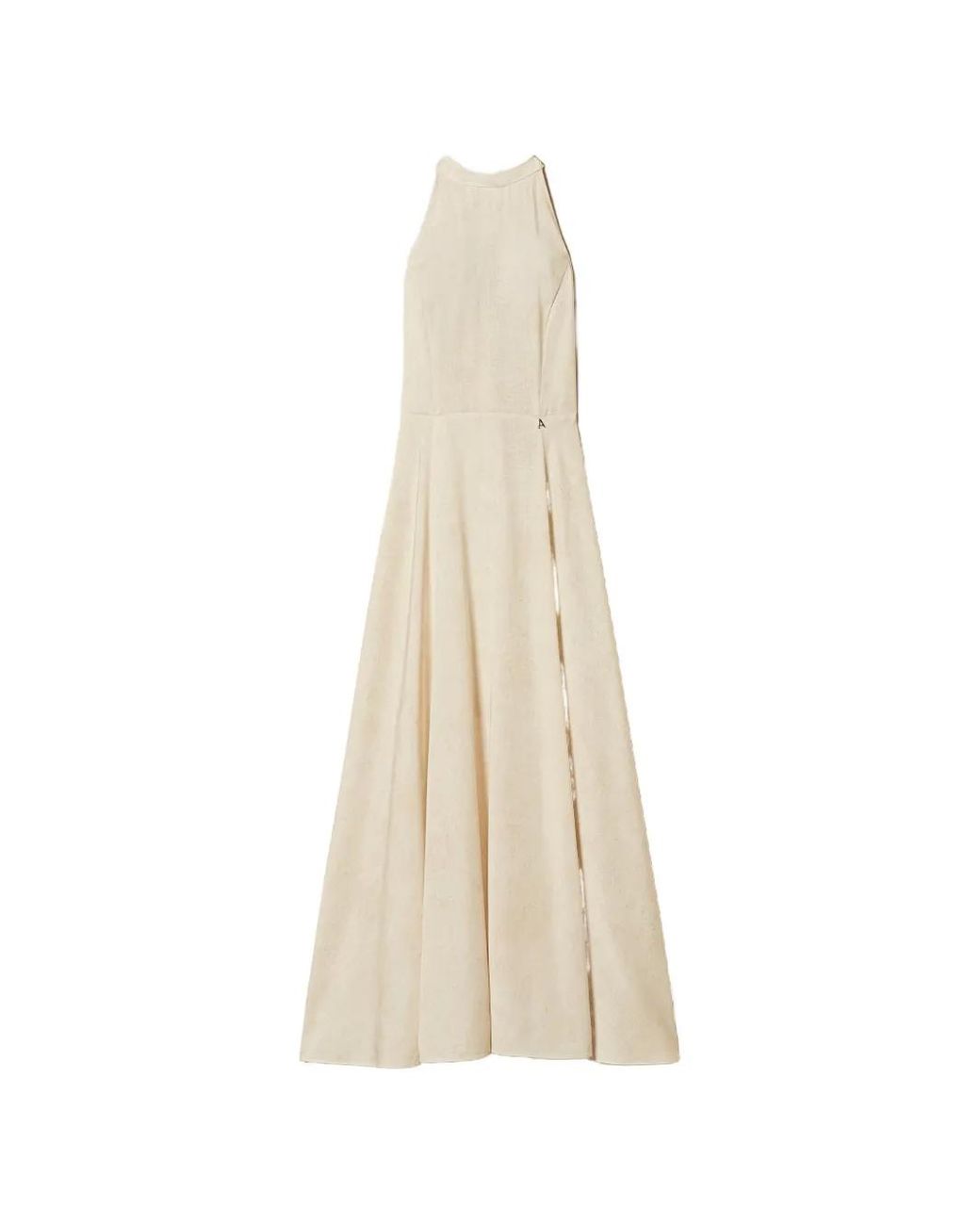 Twinset White Long Halter Dress With Print
