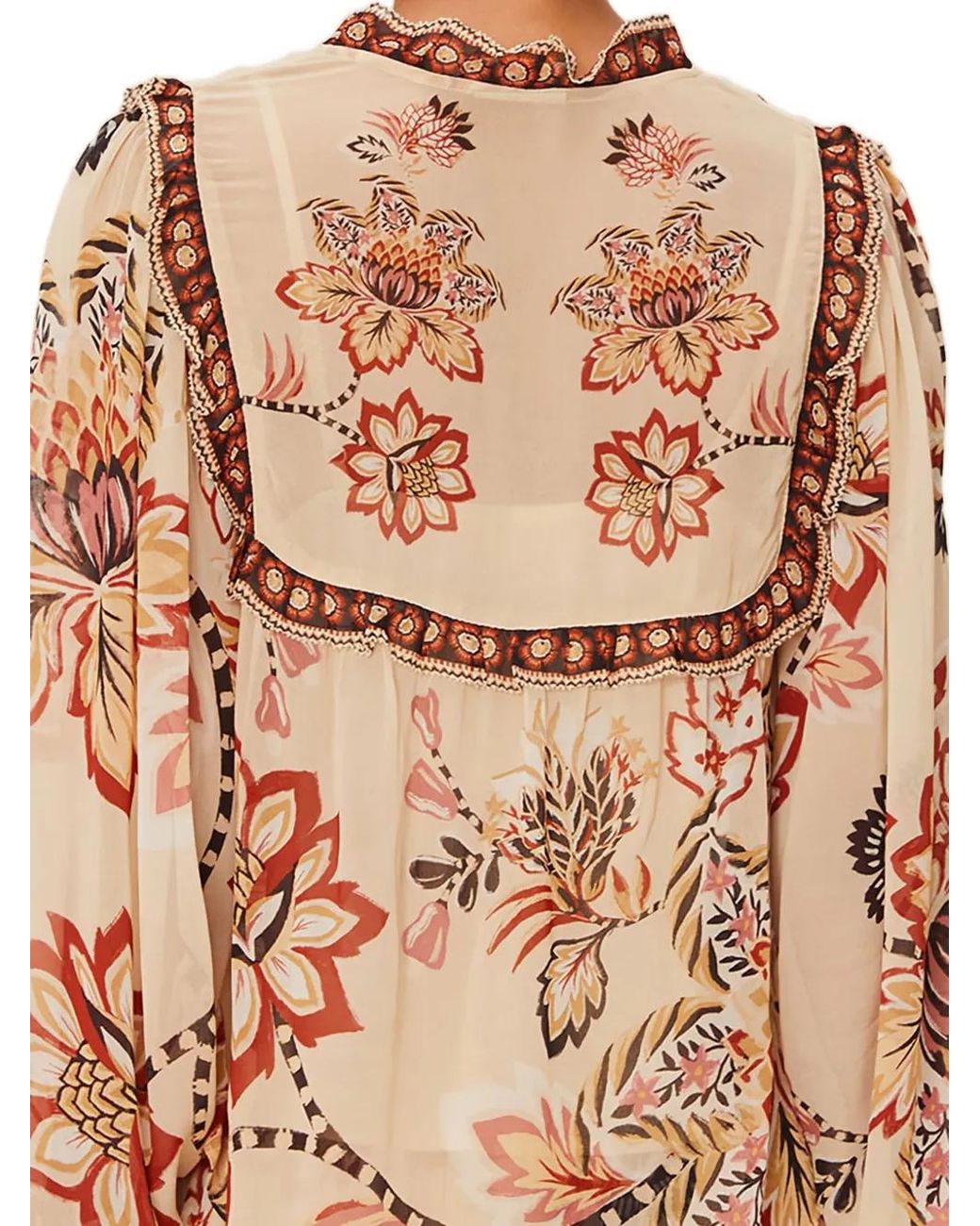 Farm Rio White Floral-Print Ruffled Midi Skirt