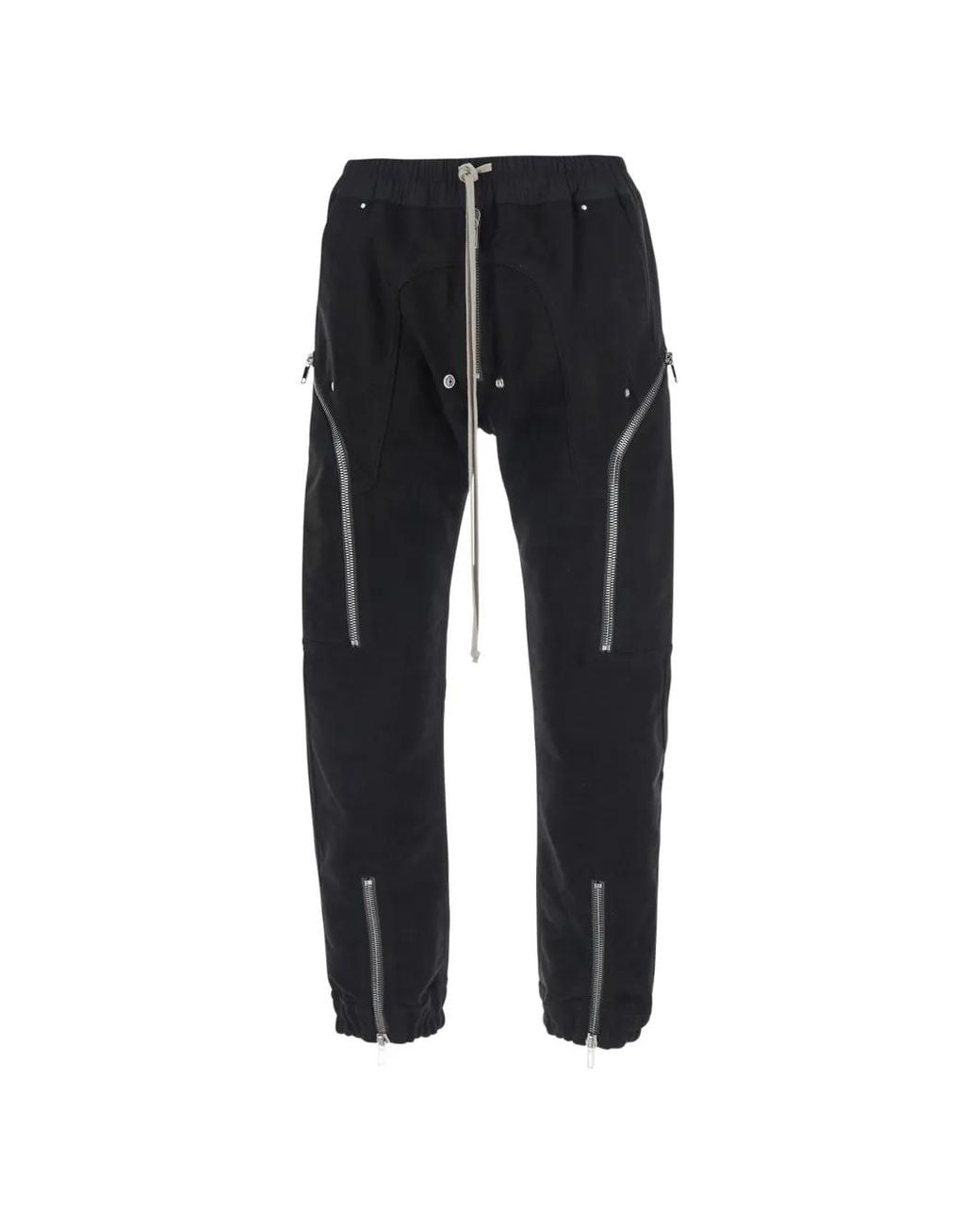 Rick Owens Black Zip-Detail Drawstring-Waist Trousers for men