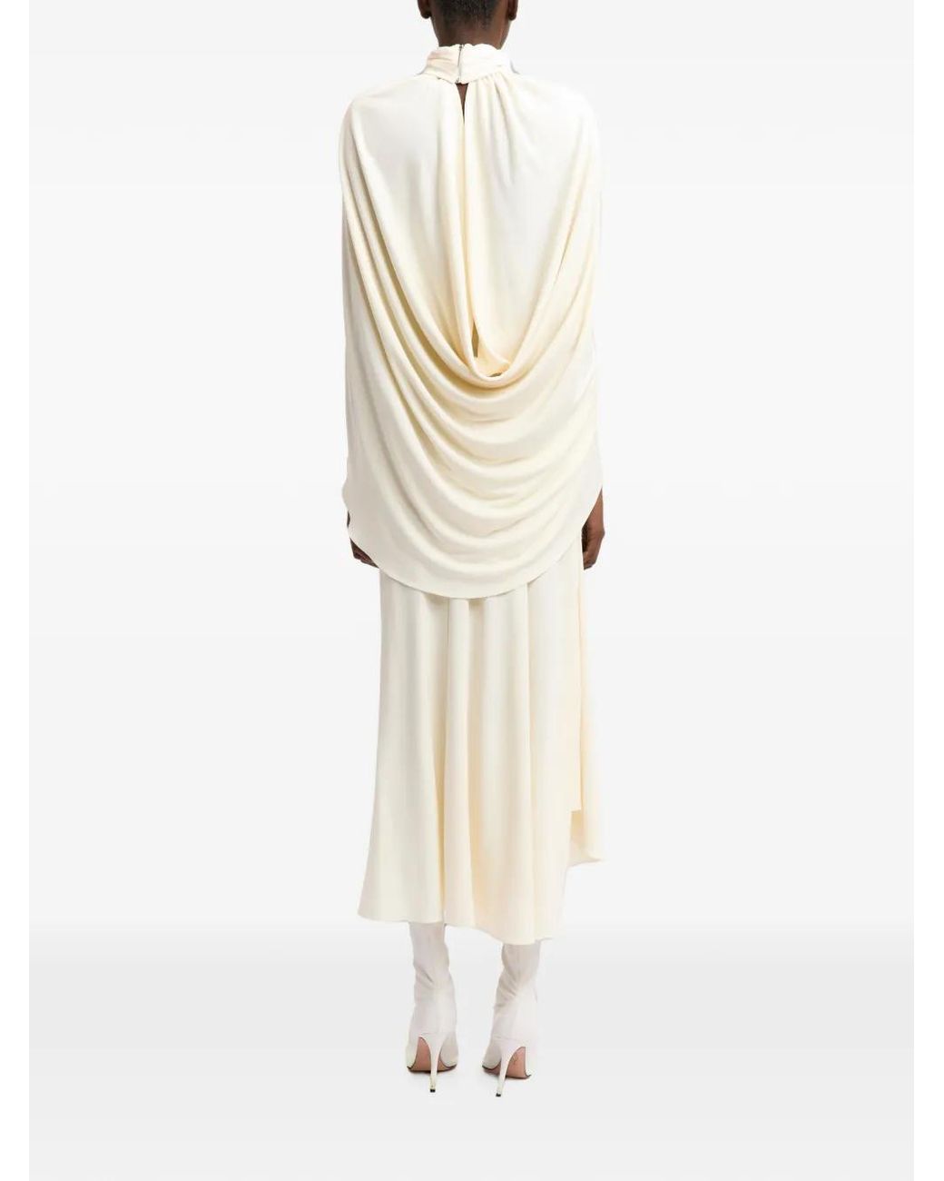 16Arlington White Dora Draped Jersey Midi Dress