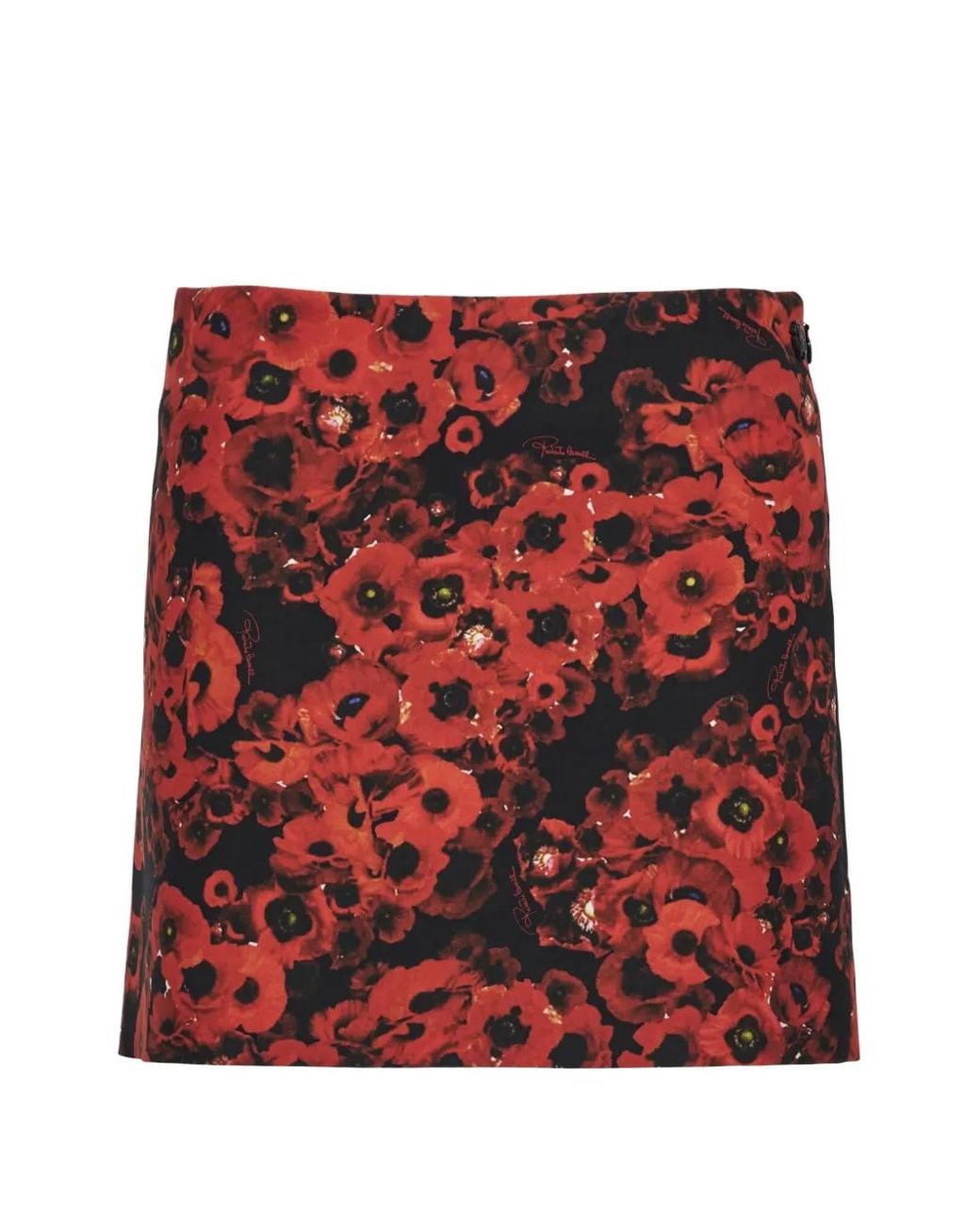 Roberto Cavalli Red Floral-Print Zip-Fastening Mini Skirt