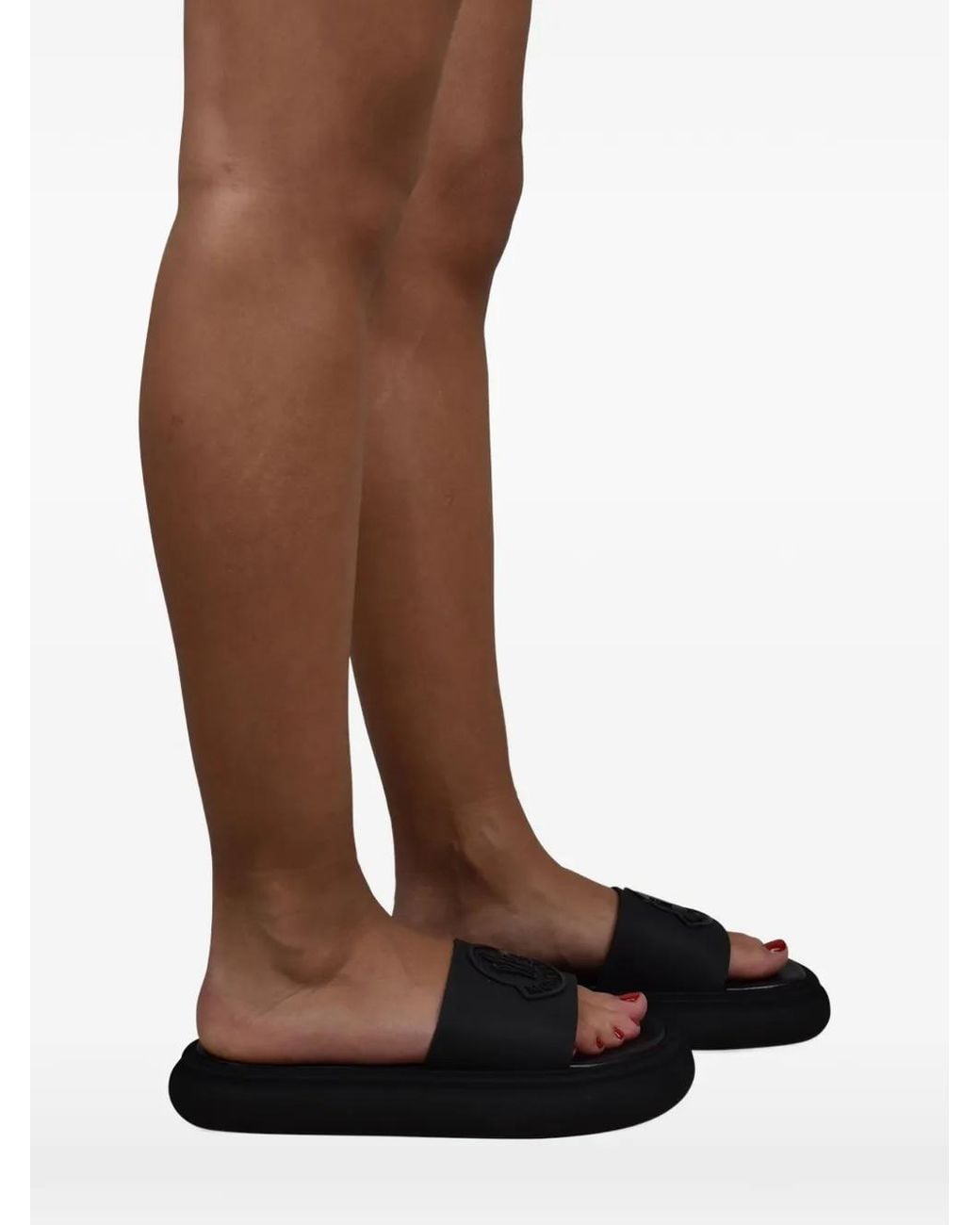 Moncler Black Logo Detail Slippers