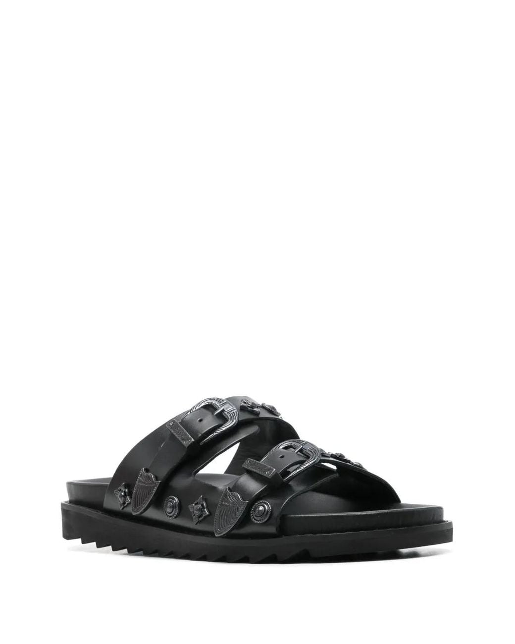 Toga Virilis Black Leather Slides for men