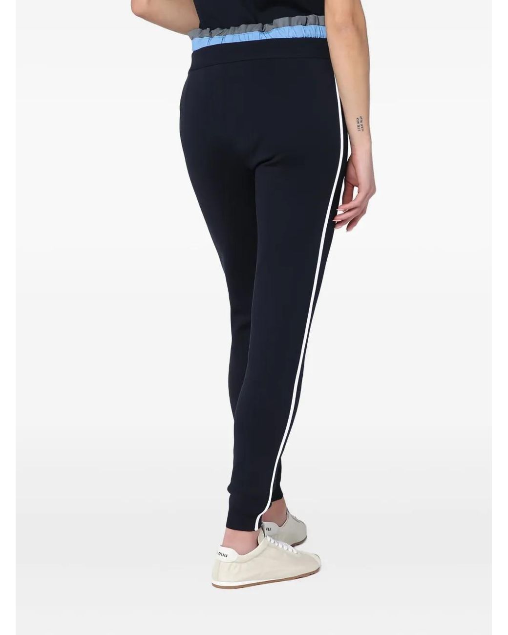 Miu Miu Blue Side-Stripe Trousers