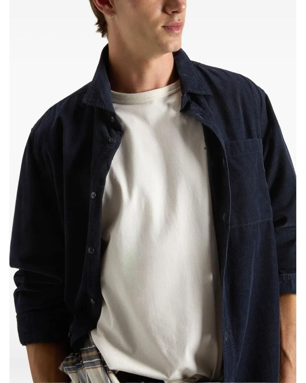 Woolrich Blue Corduroy Pocket Shirt for men