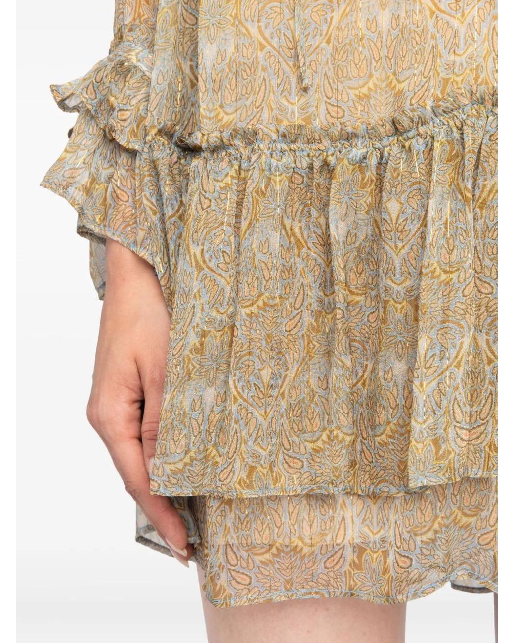 Zadig & Voltaire Natural Ralice Paisley Ruffled Mini Dress