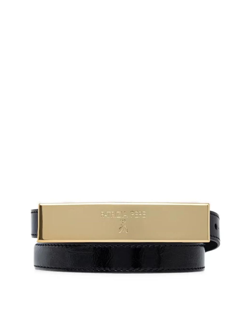 Patrizia Pepe White Logo-Plaque Leather Belt
