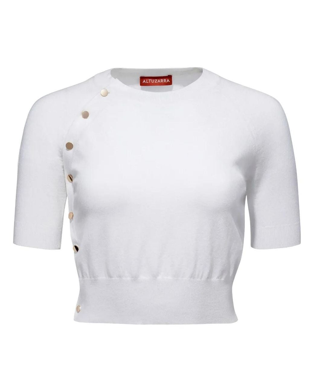 Altuzarra White Short-Sleeve Knitted Crop Top