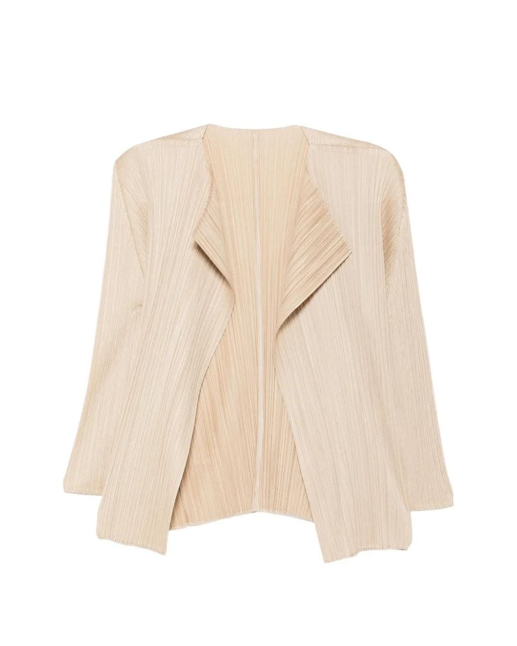 Pleats Please Issey Miyake Natural Pleated Long-Sleeve Top