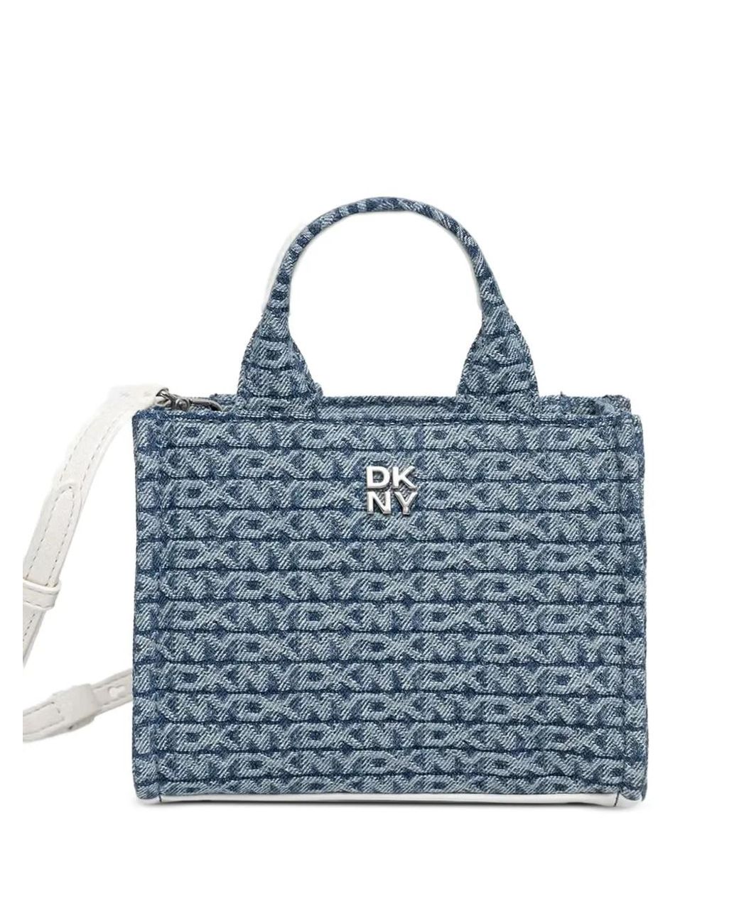 Borsa Tote Con Logo di DKNY in Blue