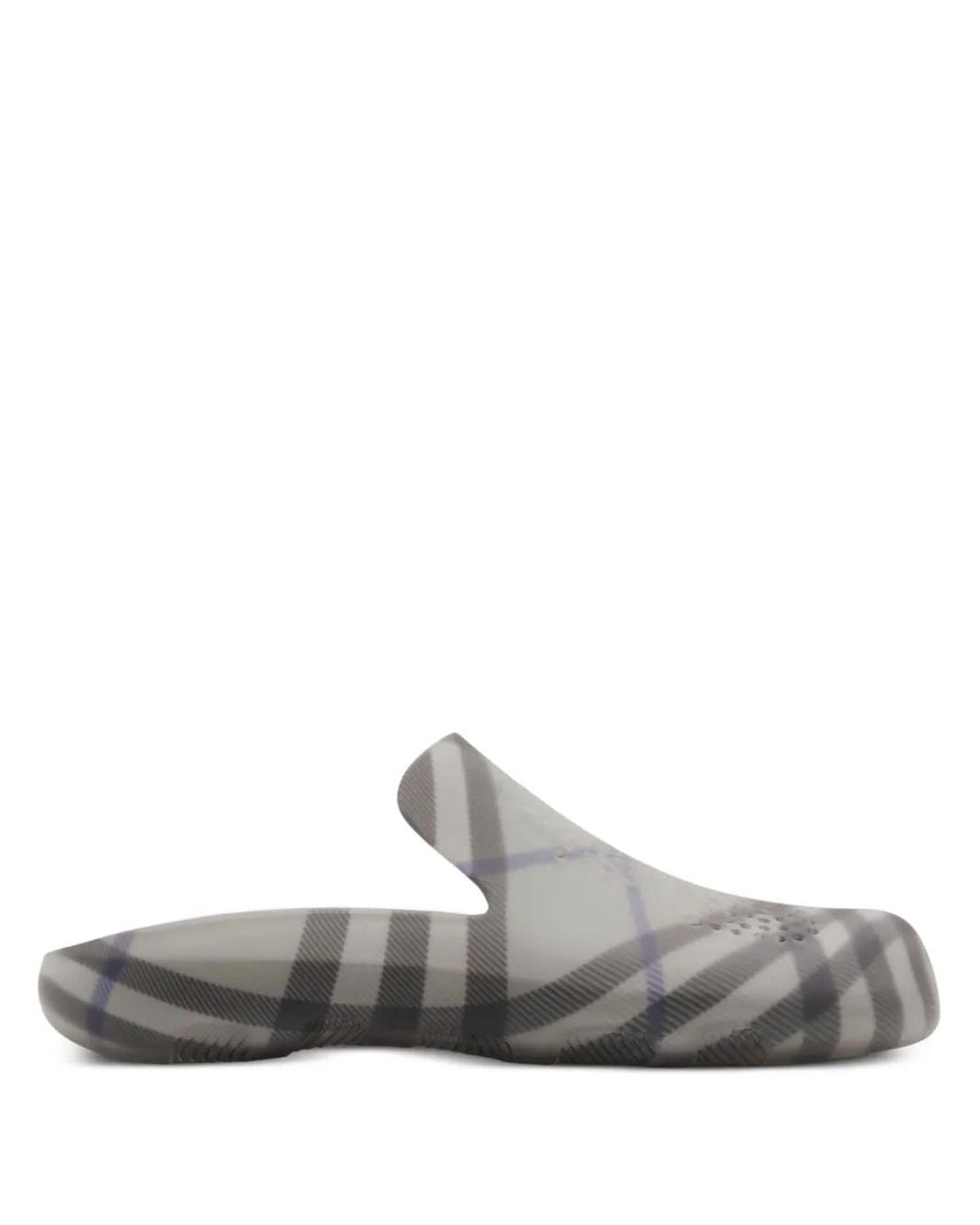 Burberry White Stingray Checked-Lining Slippers