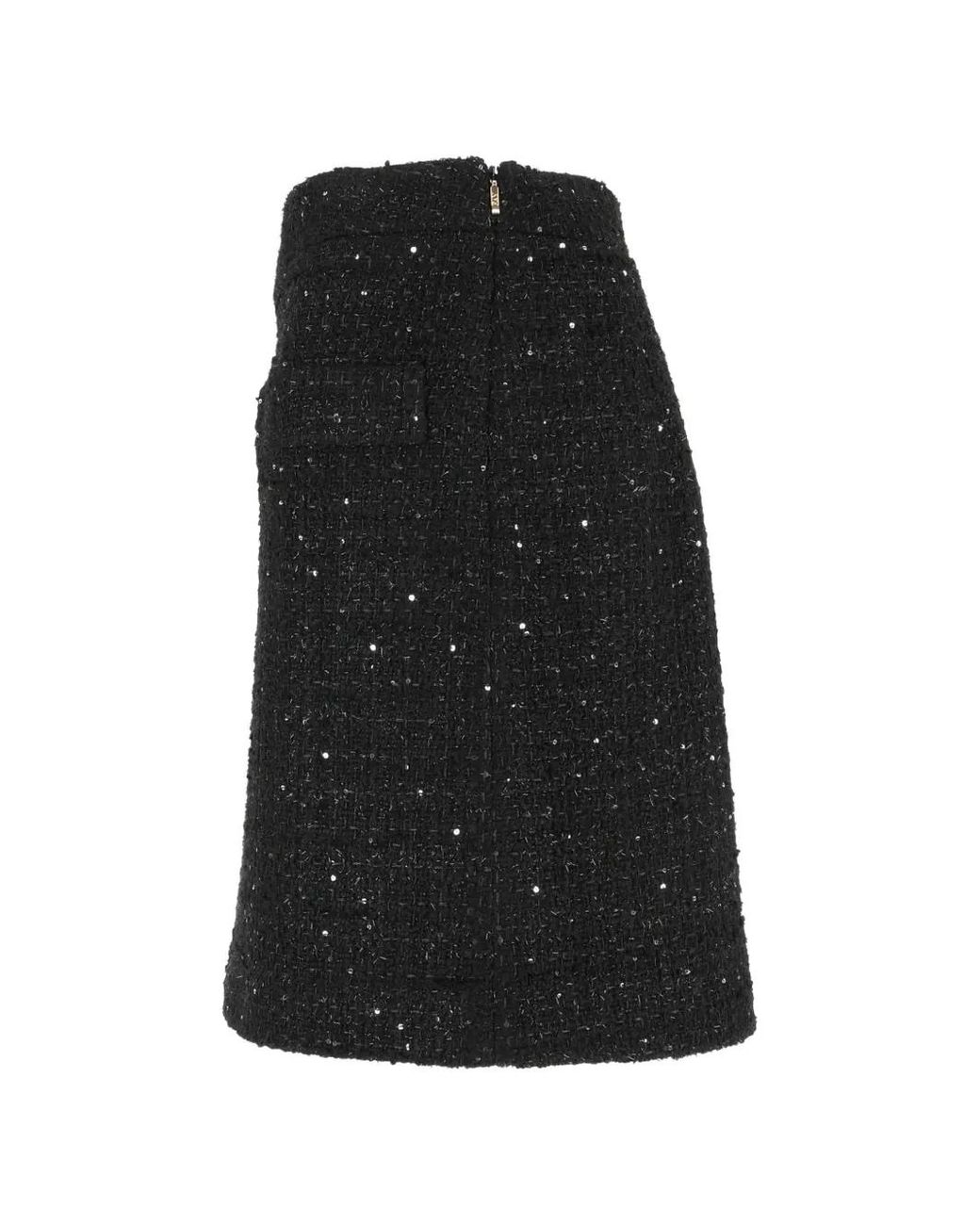 Fay Black Sequin-Embellished Bouclé Mini Skirt