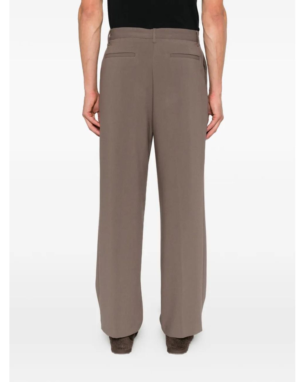Imperial Gray Pleated Straight-Leg Trousers for men
