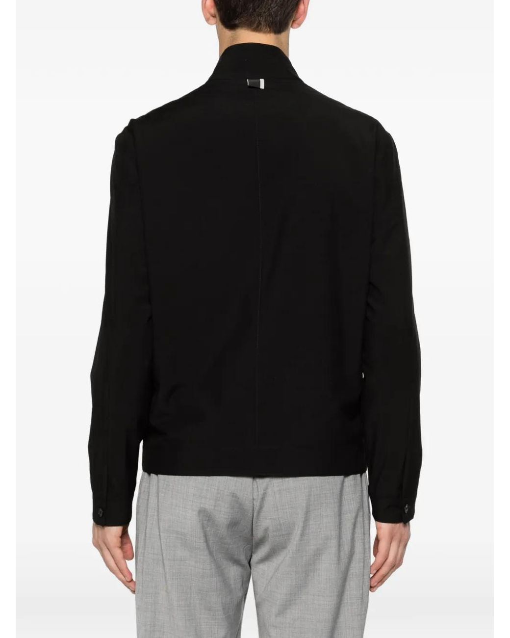 Low Brand Black High-Neck Button-Up Jacket for men