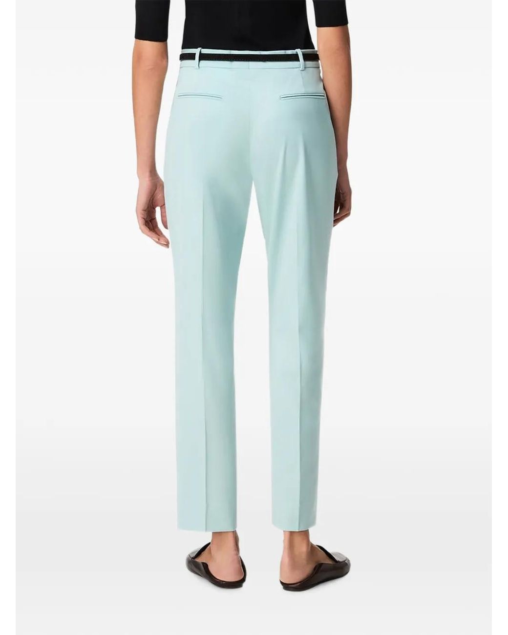 Another Tomorrow Blue Pantalon Peg À Design Plissé
