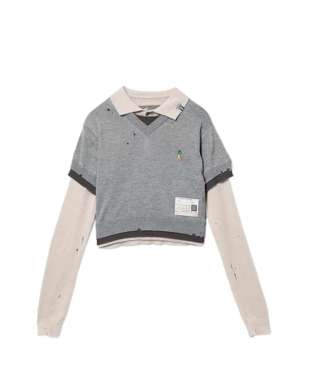 Maison Mihara Yasuhiro Gray Triple-Layered Sweater