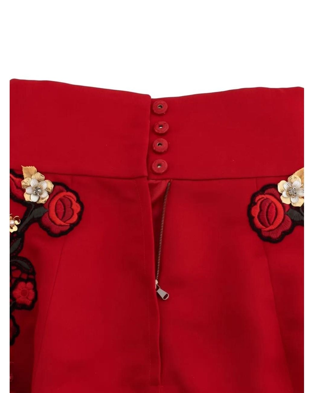 Dolce & Gabbana Floral-Embroidered Crystal-Embellished Shorts