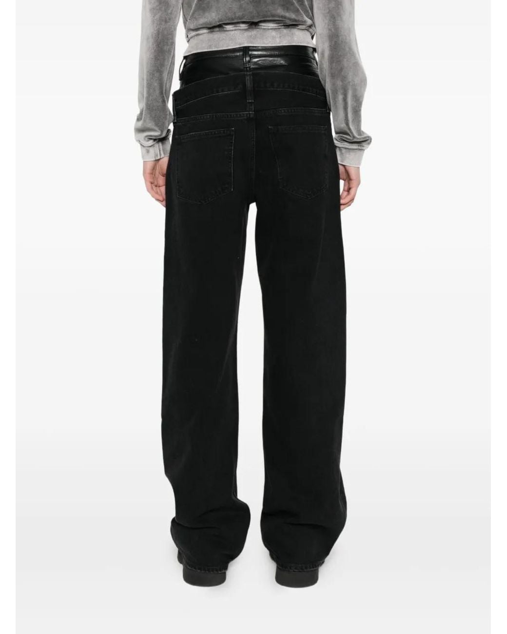 Agolde Black Elson High-Waisted Straight Jeans
