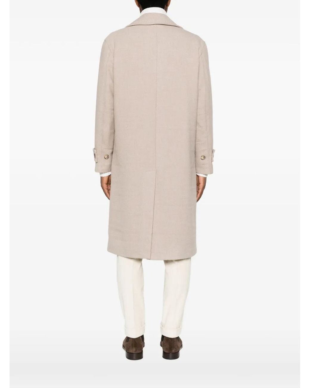 officina sartoriale Natural Double-Breasted Twill Coat for men