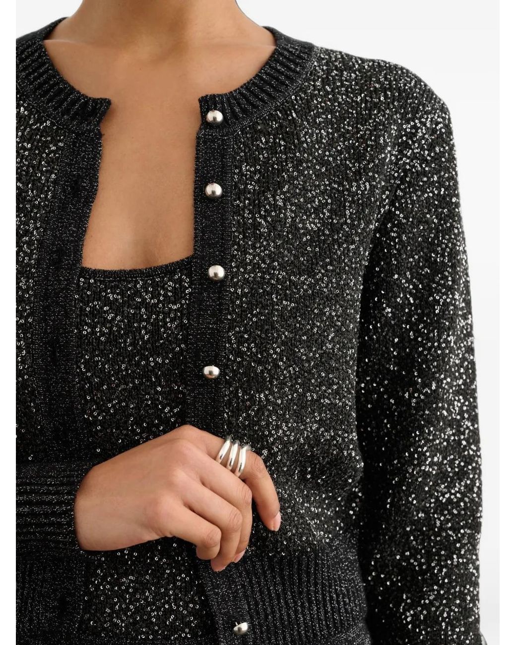 Toccin Black Mollie Sequin-Embellished Cardigan