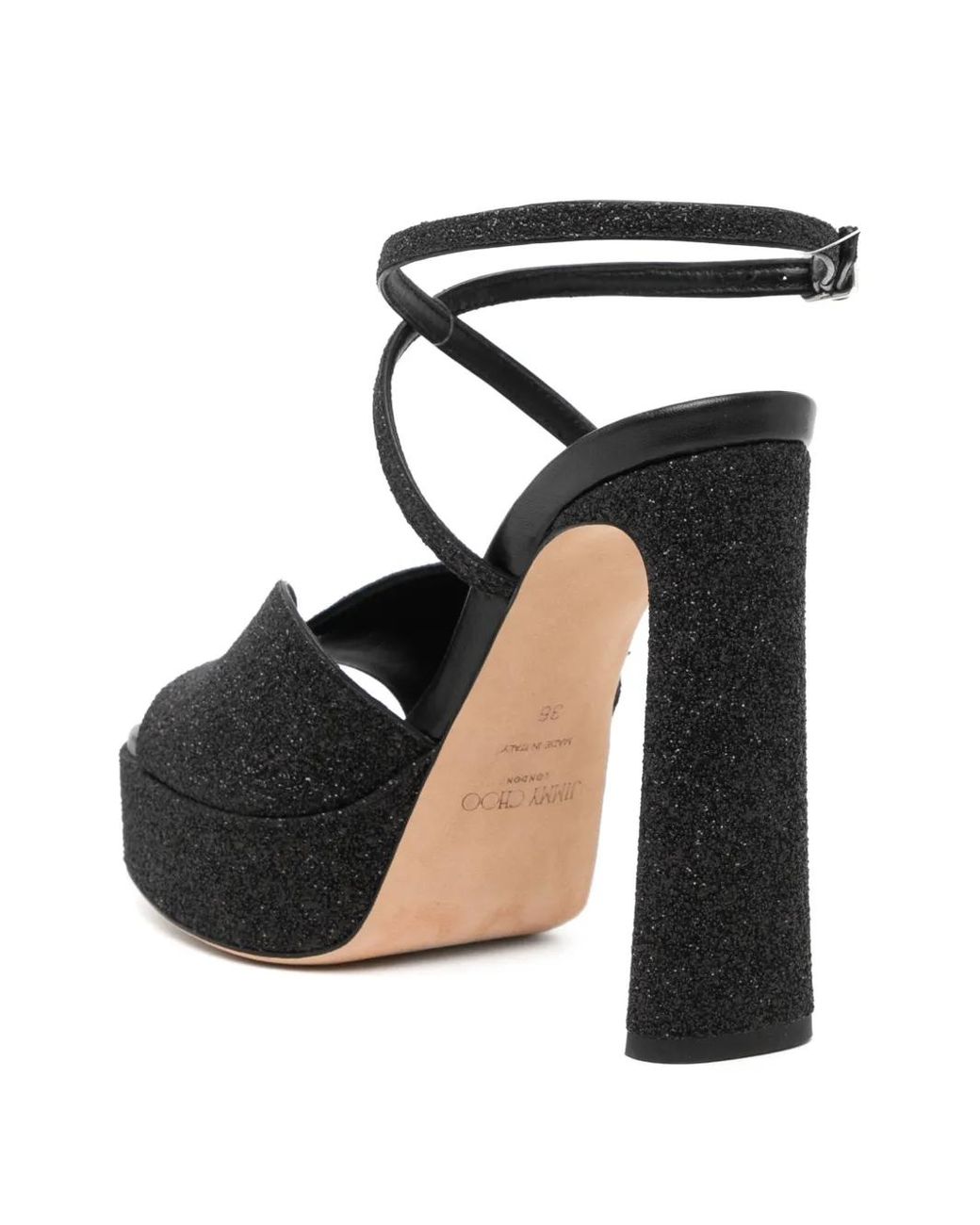 Jimmy Choo Black Glittered Platform Sandals