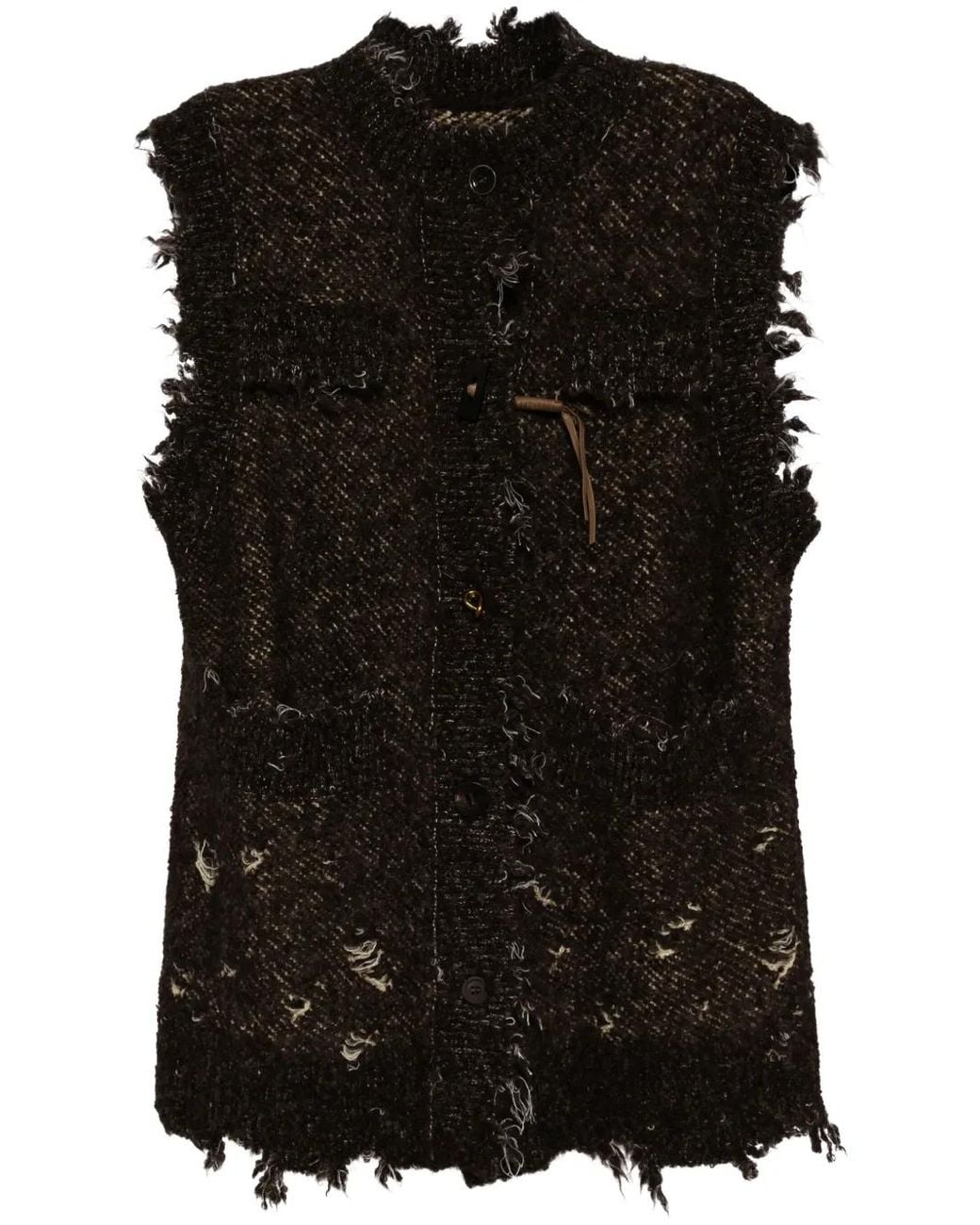 JNBY Black Distressed Knitted Gilet