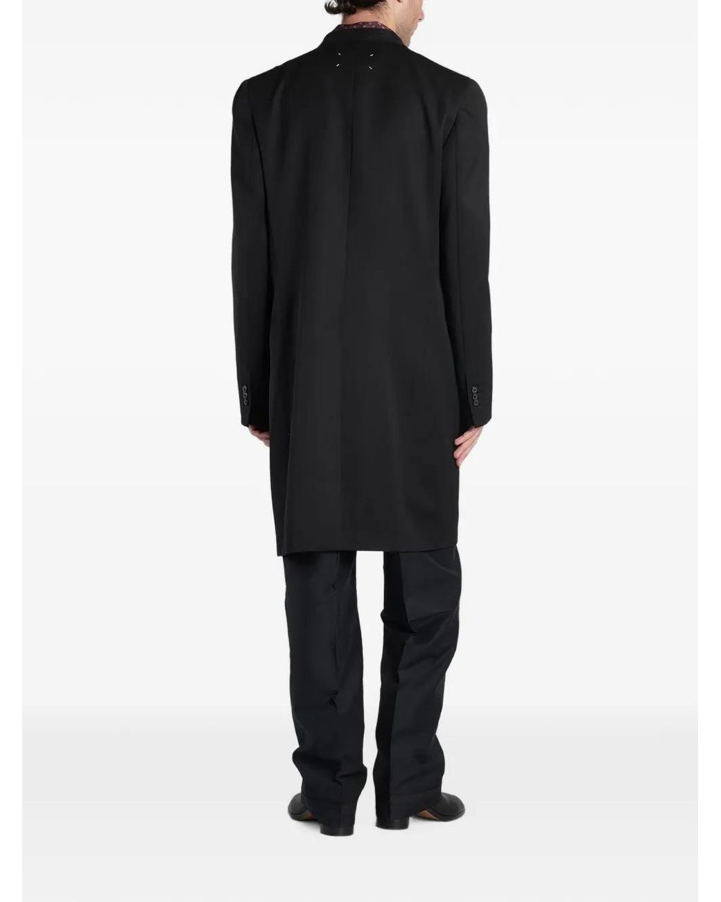 Maison Margiela Black Four-Stitch Satin-Lapel Coat for men