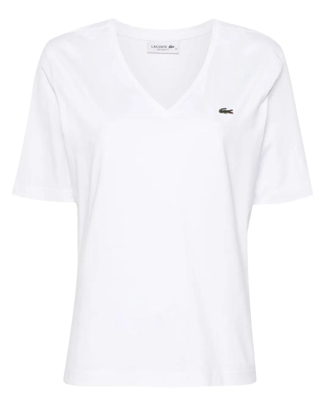 Lacoste White Logo-Embroidered Cotton T-Shirt