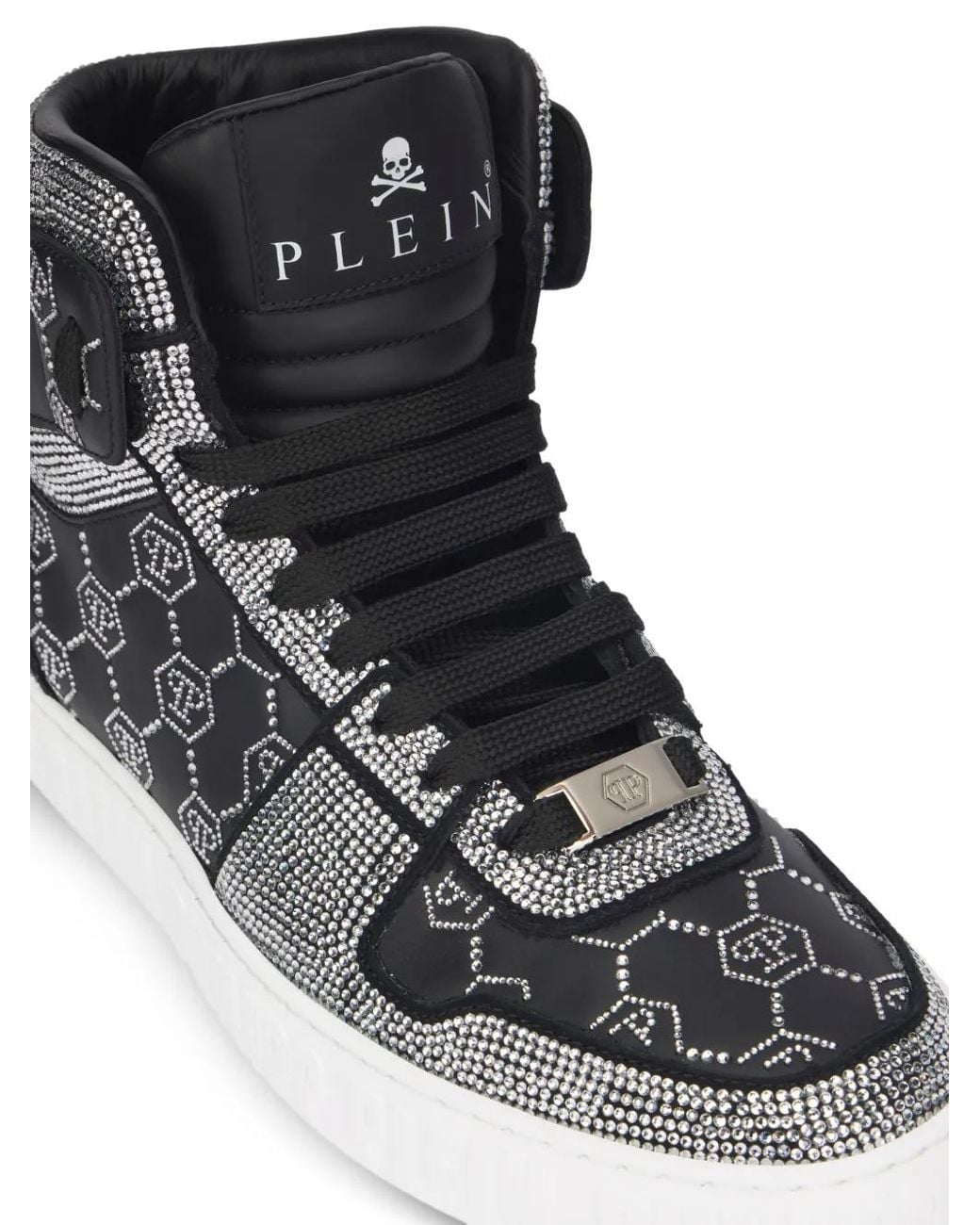 Philipp Plein Brown High Top Sneakers Carson Monogram Strass