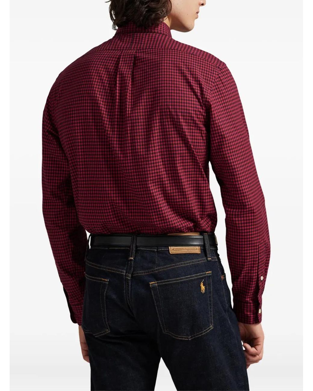 Polo Ralph Lauren Gingham-Check Long-Sleeve Shirt in Red for Men