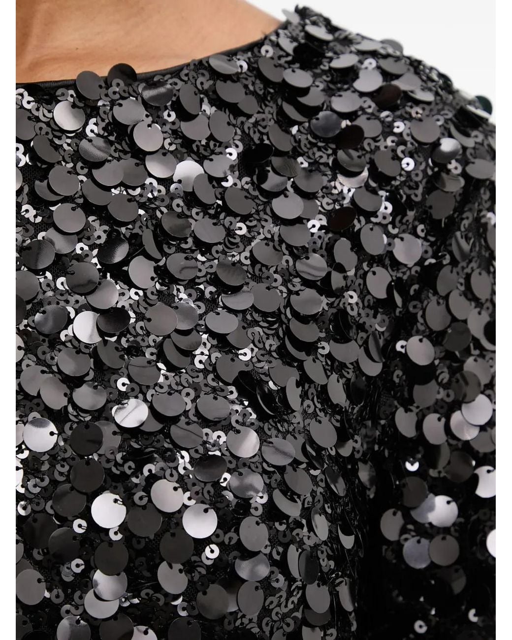 Haveone Black Haut Orné De Sequins À Manches Courtes