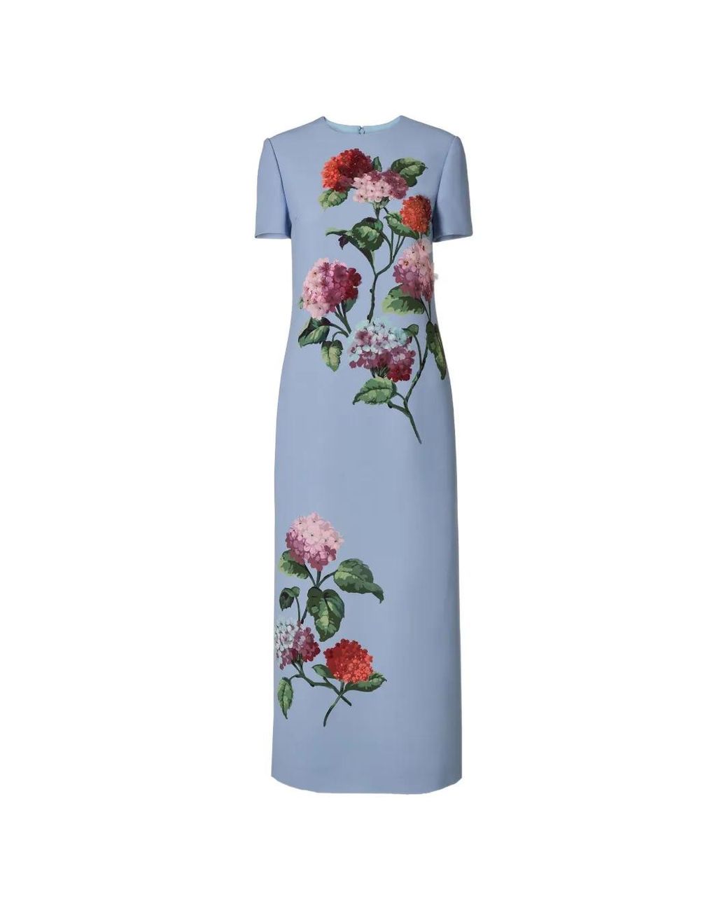 Carolina Herrera Blue Hydrangea-Embroidered Shift Dress