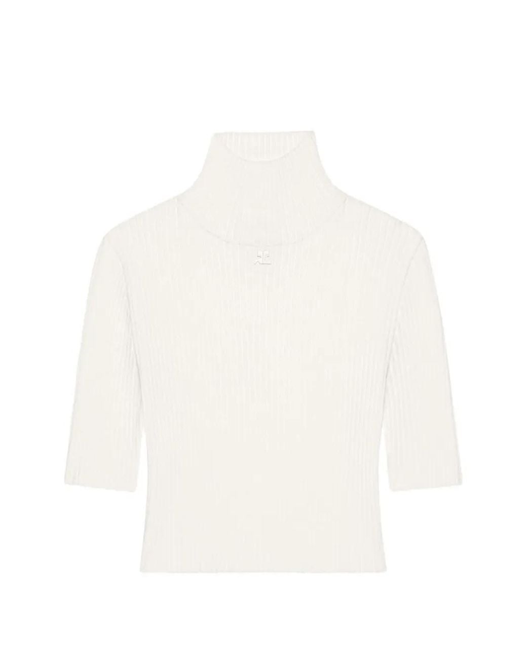 Courreges White Logo-Detail Cropped Sweater