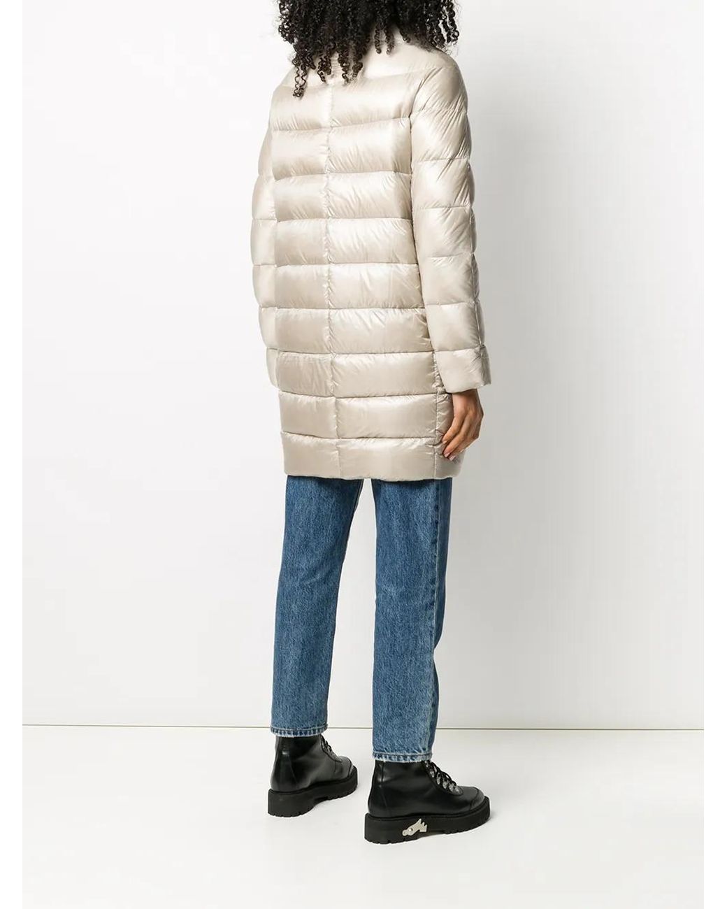 Herno Multicolor Dora Quilted Funnel-Neck Coat