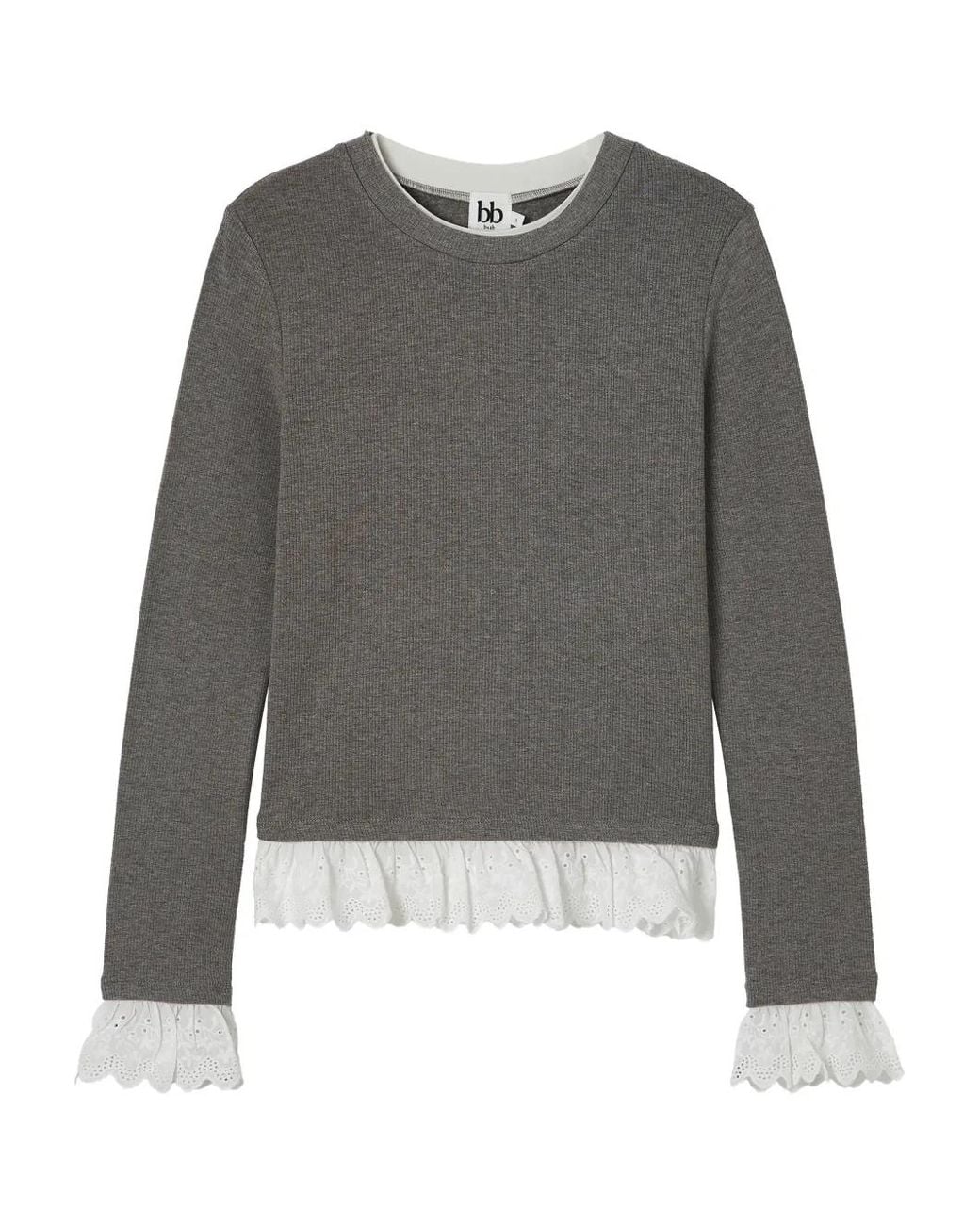 B+ AB Gray Ruffled Top
