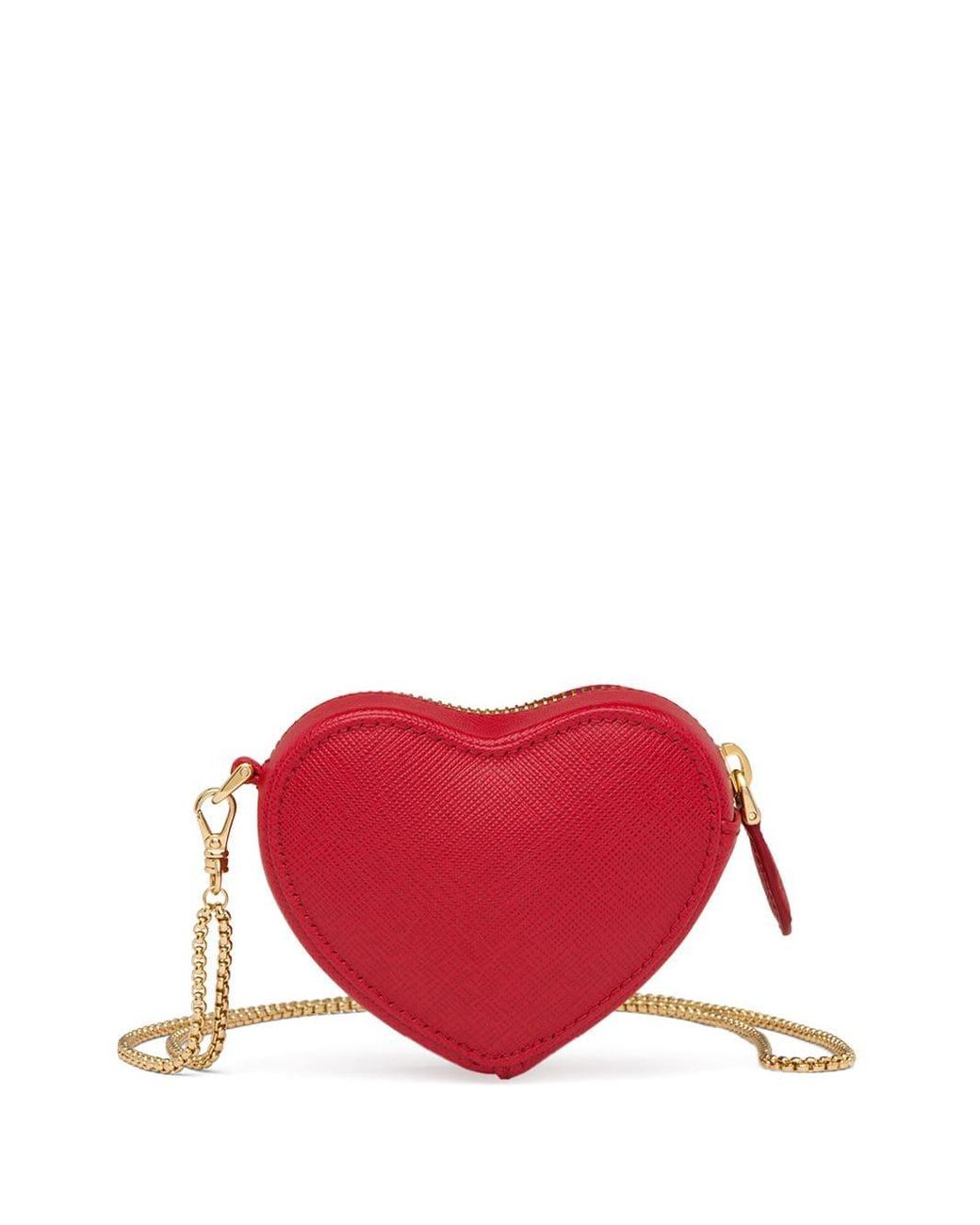 Prada Heart Shaped Wallet On Chain in Pink